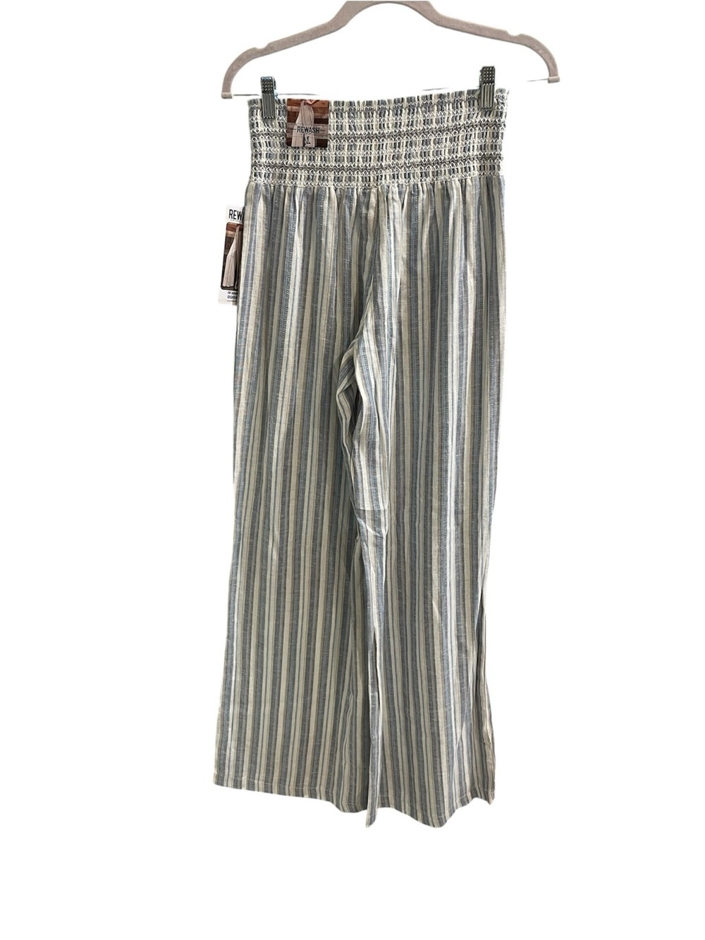 Rewash NWT Blue Stripe Linen Blend Smocked Wide Leg Pants M - Picture 5 of 9